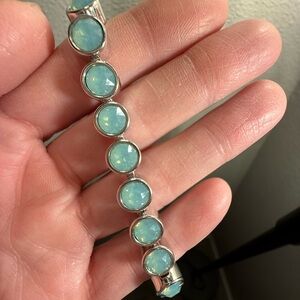 Elegant Silver with light green crystals  Bracelet